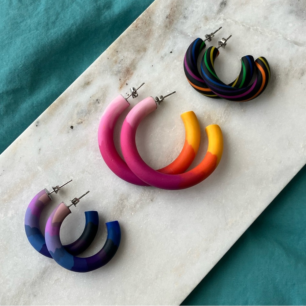 Polymer Clay Hoops - Set #7